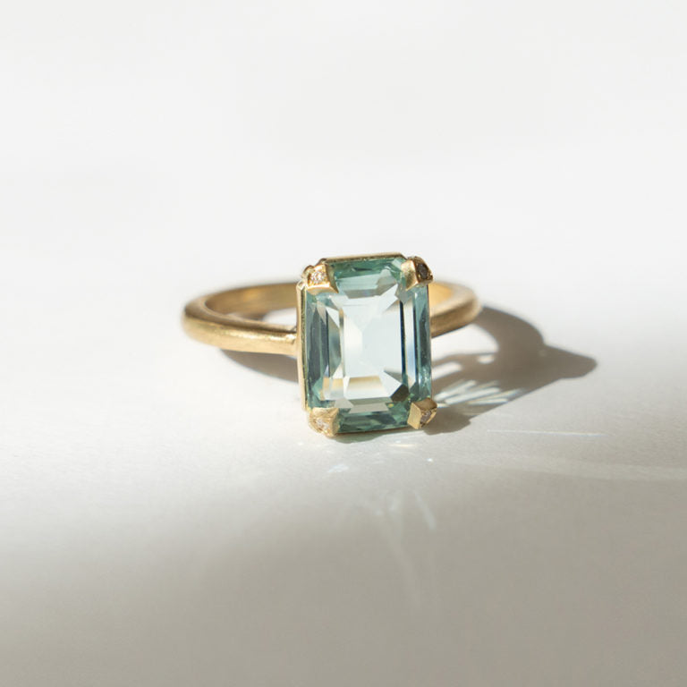 Anillo Emerald Cut Aquamarine