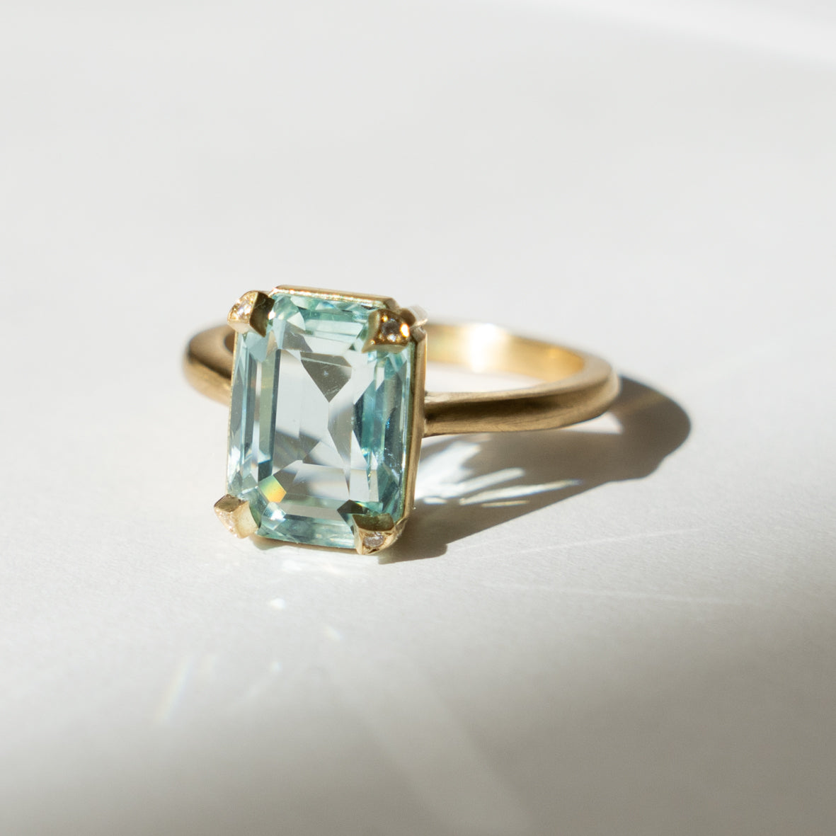 Anillo Emerald Cut Aquamarine