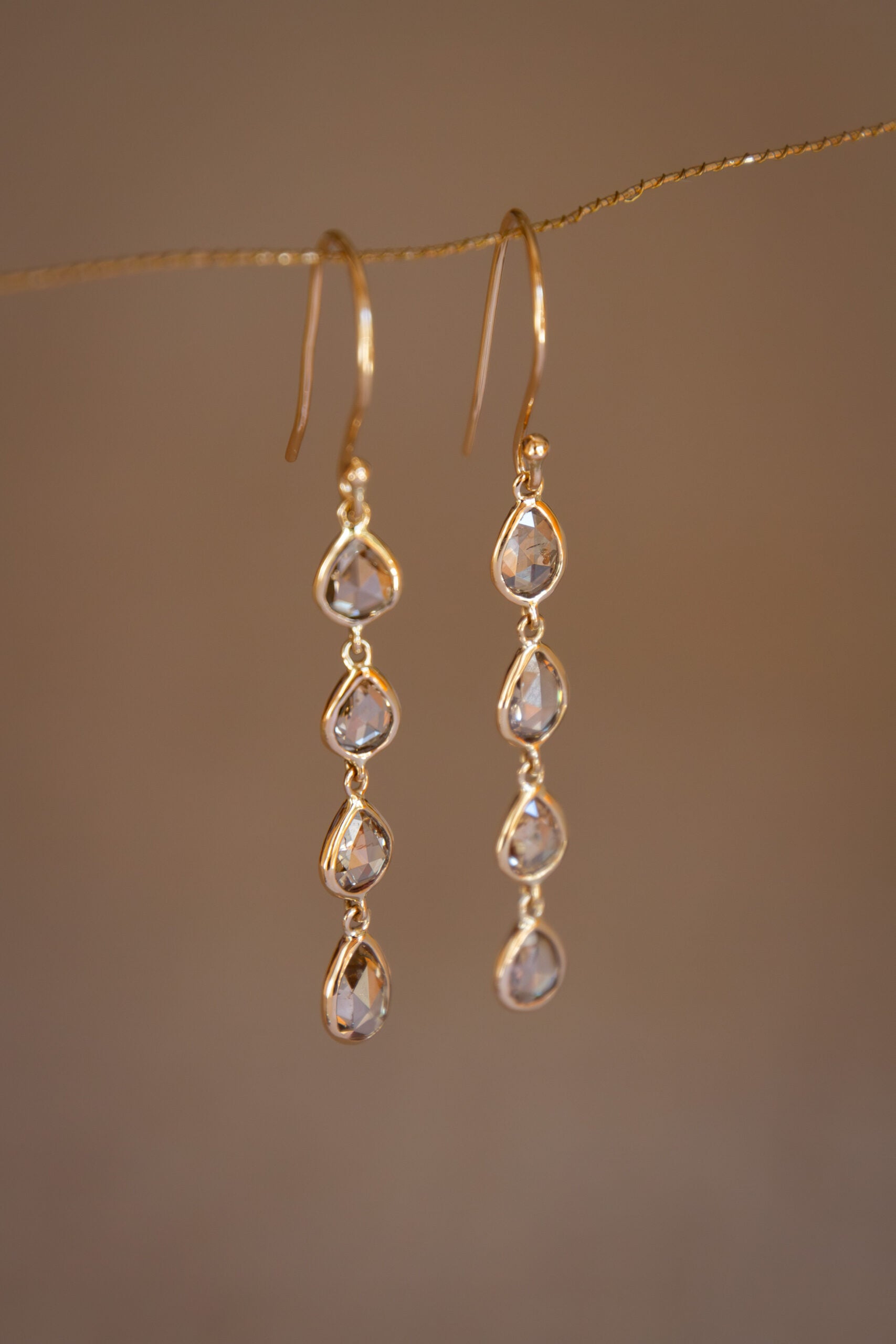 Drop Diamond Long Earrings
