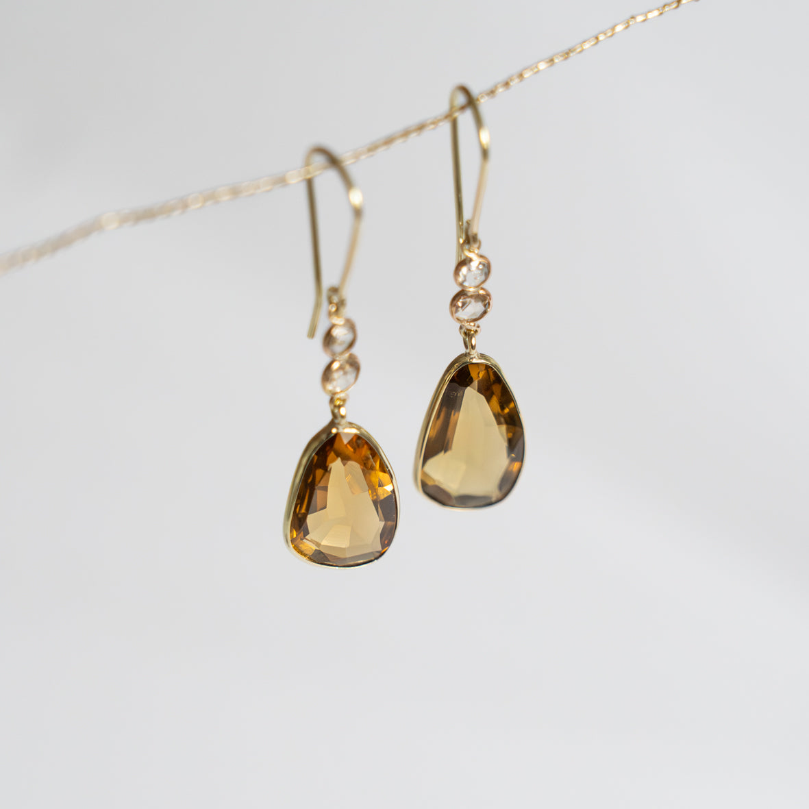 Honey Quartz & Diamonds Earrings