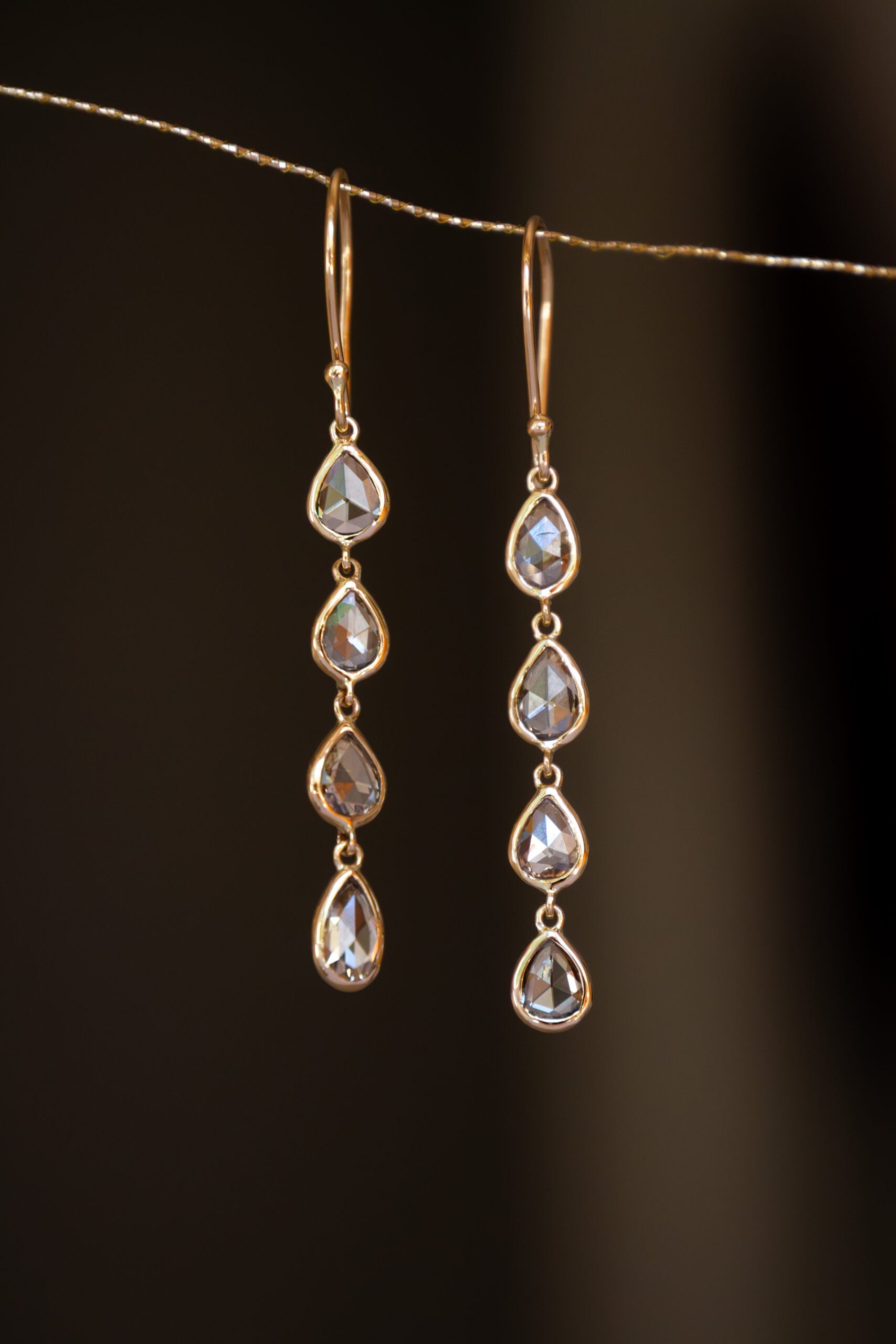 Drop Diamond Long Earrings