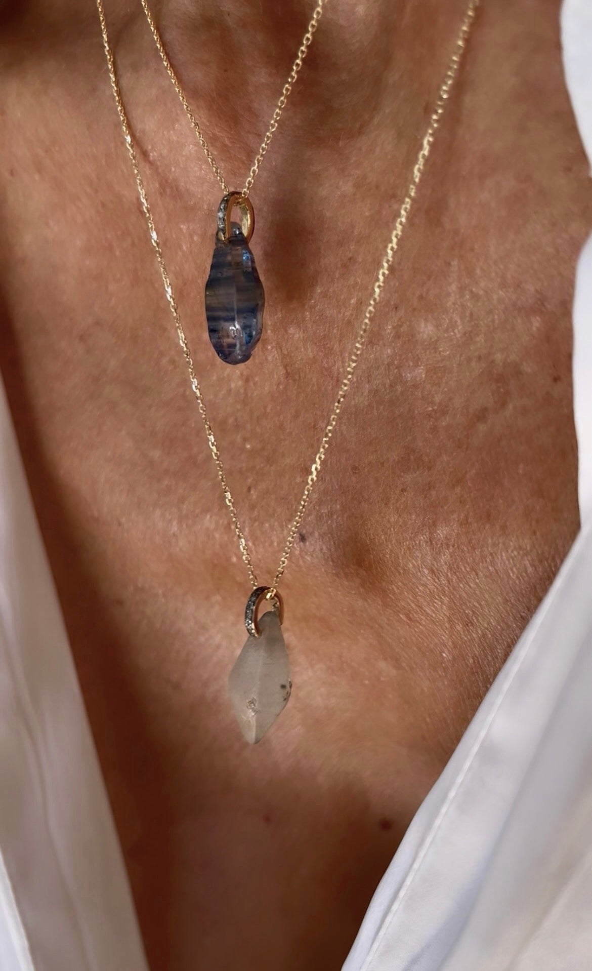 Colgante Raw White Sapphire 