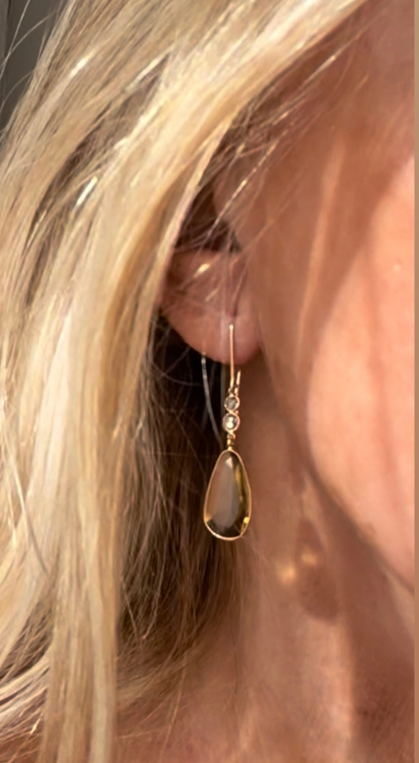 Honey Quartz & Diamonds Earrings