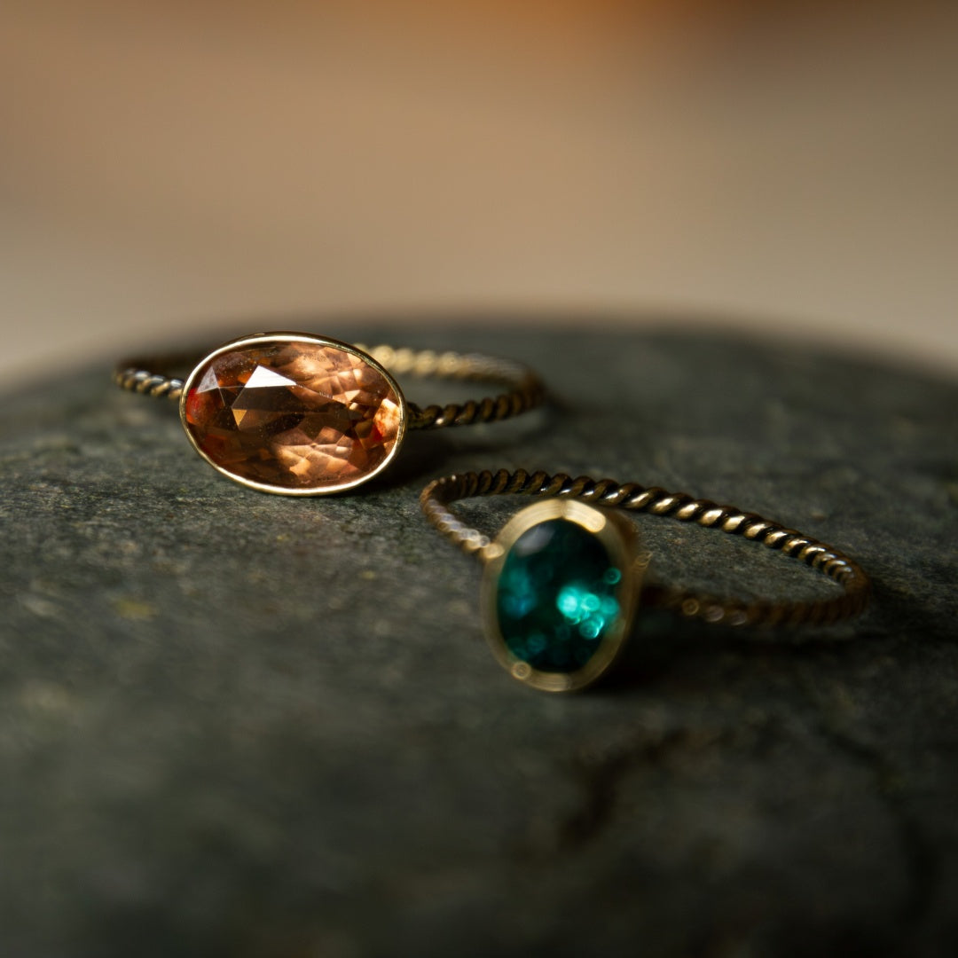 Anillo Twist Salmon Pink Tourmaline