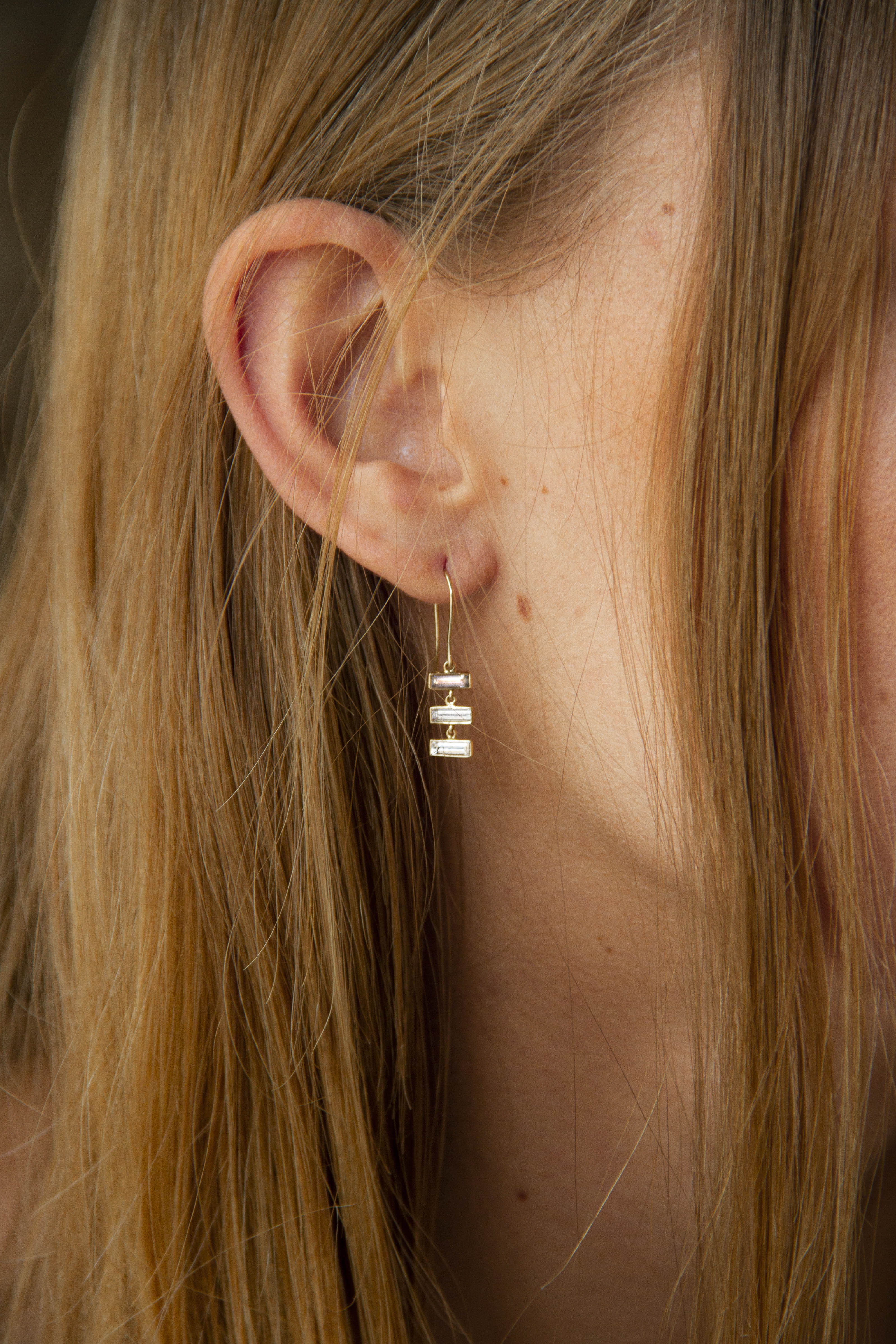 Trio Baguette Sapphire Earrings